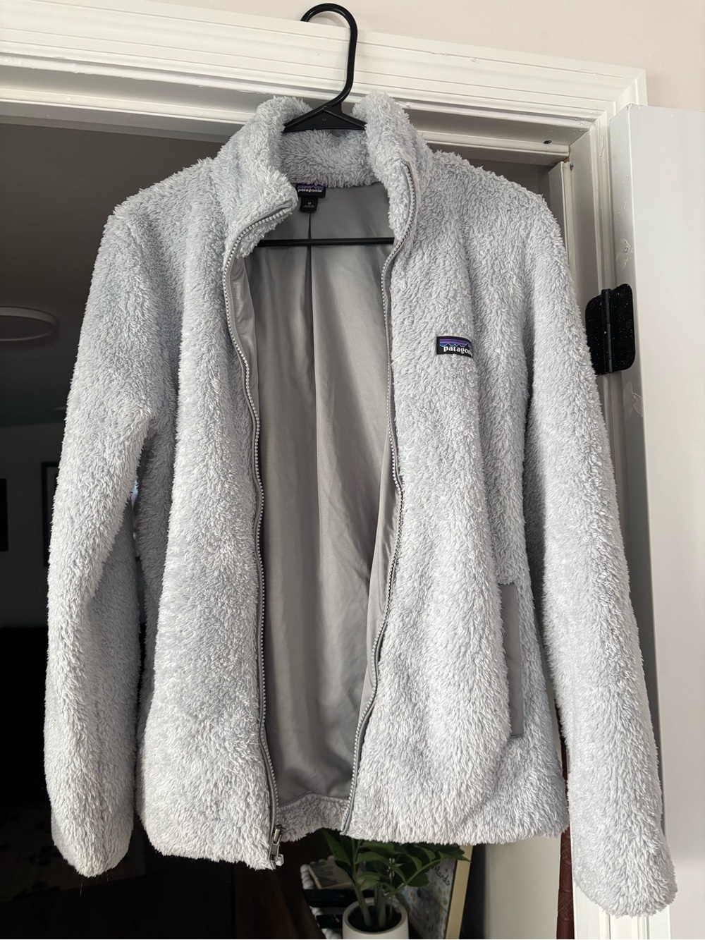 Patagonia Light Gray Plush Full-Zip Fleece Jacket
